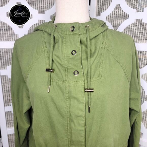 Forever 21 Women's Oversized Army Green Hooded Utility Jacket Size S - Picture 3 of 14